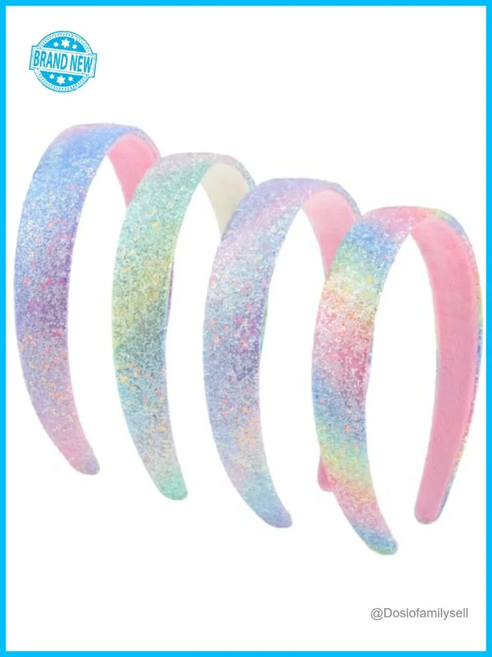4 Pcs Glitter Sparkly Headbands for Girls Chunky Hair Accessories